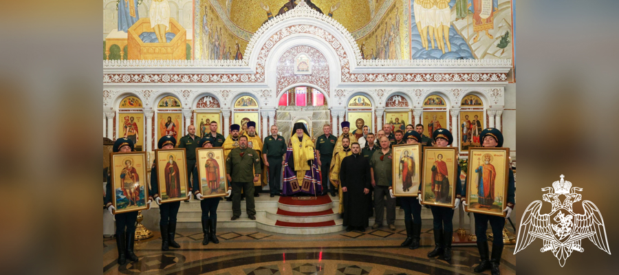 В День крещения Руси в главный храм Росгвардии доставили иконы небесных покровителей отрядов спецназа ведомства