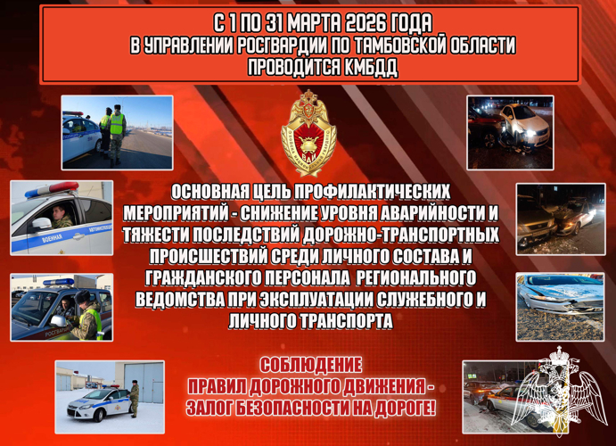 Росгвардейцы в марте проведут профилактические мероприятия с водителями ведомства в Тамбовской области